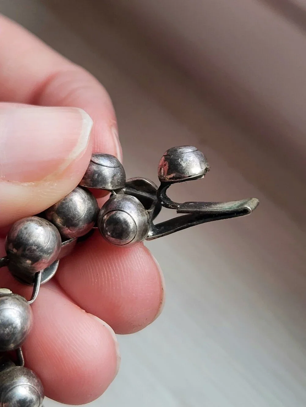 TAXCO STERLING SILVER CAVIAR TONGUE CLASP BRACELET 8 1/2